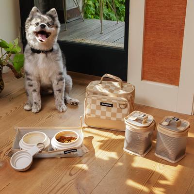 Show full view: Cleverpup Bistro Box 7-Piece Dog Food Travel Kit, Checkerboard, Small: 6-cup slide 2 of 9