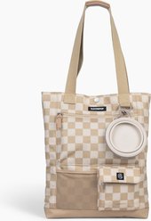Cleverpup Park Pack 2-Piece Dog Gear Tote with Travel Bowl, Checkerboard