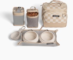 Cleverpup Bistro Box 7-Piece Dog Food Travel Kit, Checkerboard, Small: 6-cup