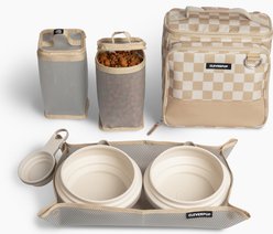 Cleverpup Bistro Box 7-Piece Dog Food Travel Kit, Checkerboard, Large: 12-cup