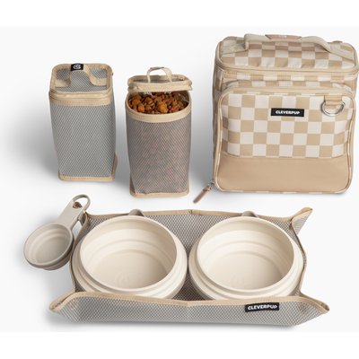 Cleverpup Cleverpup Bistro Box 7-Piece Dog Food Travel Kit, Checkerboard, Large: 12-cup