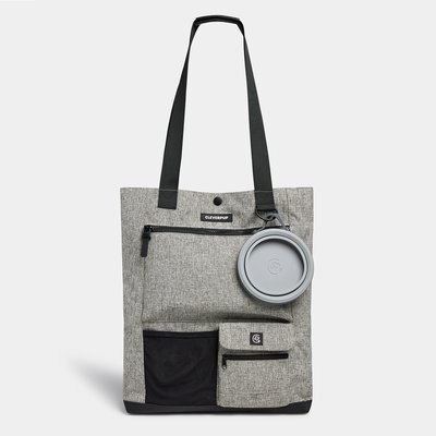 Cleverpup Cleverpup Park Pack 2-Piece Dog Gear Tote with Travel Bowl, Heather Grey