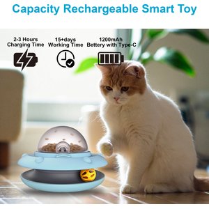 Luckylala Interactive Automatic Cat Feeder & Treat Dispenser Toy, Blue