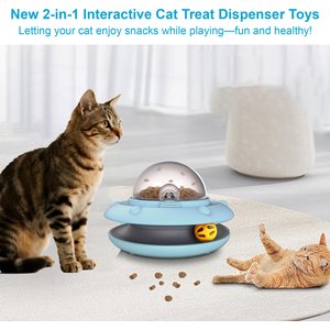 Luckylala Interactive Automatic Cat Feeder & Treat Dispenser Toy, Blue