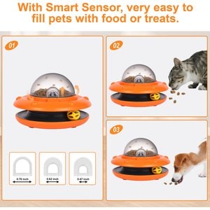 Luckylala Interactive Automatic Cat Feeder & Treat Dispenser Toy, Orange