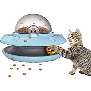 Luckylala Interactive Automatic Cat Feeder & Treat Dispenser Toy, Blue
