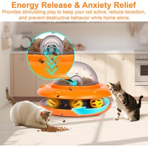 Luckylala Interactive Automatic Cat Feeder & Treat Dispenser Toy, Orange