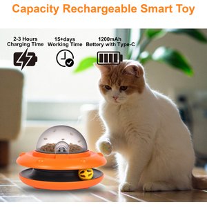 Luckylala Interactive Automatic Cat Feeder & Treat Dispenser Toy, Orange