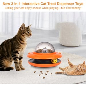 Luckylala Interactive Automatic Cat Feeder & Treat Dispenser Toy, Orange