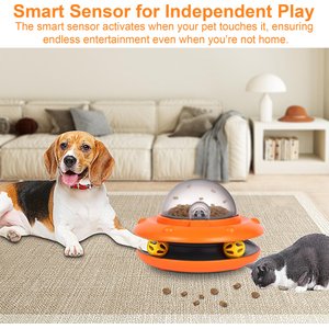 Luckylala Interactive Automatic Cat Feeder & Treat Dispenser Toy, Orange