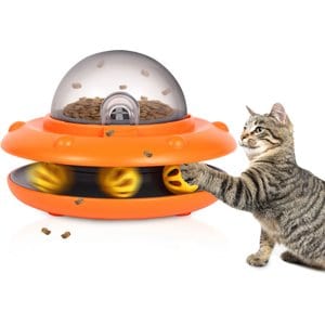 Luckylala Interactive Automatic Cat Feeder & Treat Dispenser Toy, Orange