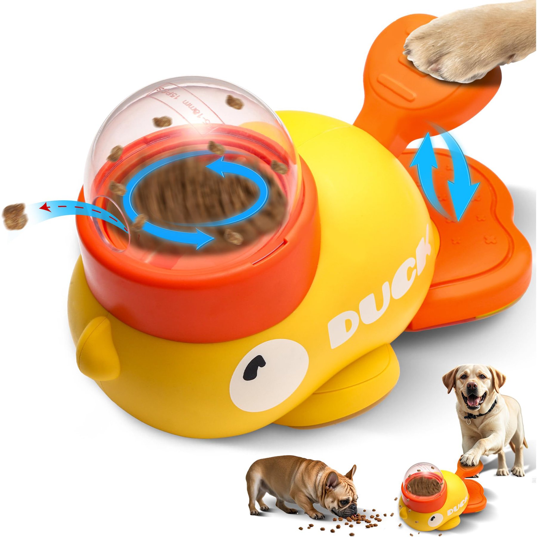 Luckylala Interactive Anti-Anxiety Slow Feeder Treat Dispenser Dog Toy, Yellow