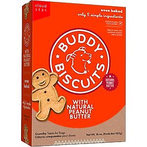 Buddy Biscuits with Peanut Butter Oven Baked Dog Treats, 16-oz box