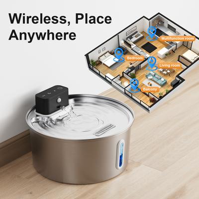 Show full view: Casfuy PWL-008 Wireless Smart 3-Mode Stainless Steel Cat Water Fountain, 108-oz slide 8 of 9