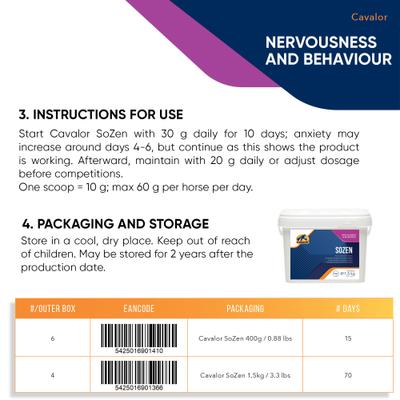 Show full view: Cavalor SoZen Powder Horse Calming Supplement, 1.5-kg pail slide 3 of 6