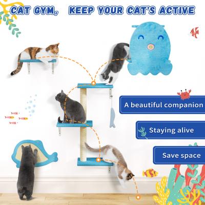 Show full view: Coziwow 4-in1 Cat Tree Climber Set, Ocean Blue slide 3 of 10