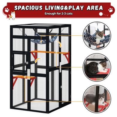 Show full view: Coziwow Catio Outdoor Cat Playpen, Black, Medium slide 6 of 9