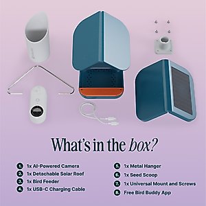 Bird Buddy PRO Solar Smart Bird Feeder, Blue