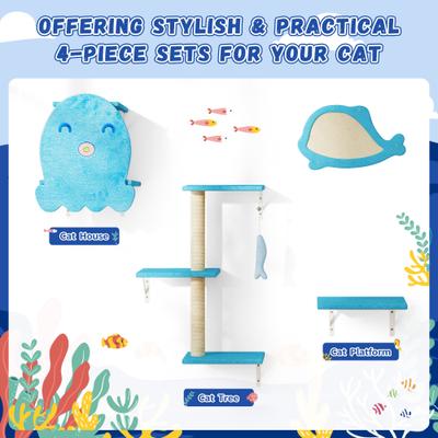 Show full view: Coziwow 4-in1 Cat Tree Climber Set, Ocean Blue slide 6 of 10
