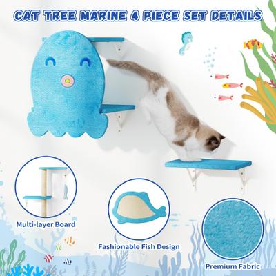 Show full view: Coziwow 4-in1 Cat Tree Climber Set, Ocean Blue slide 7 of 10