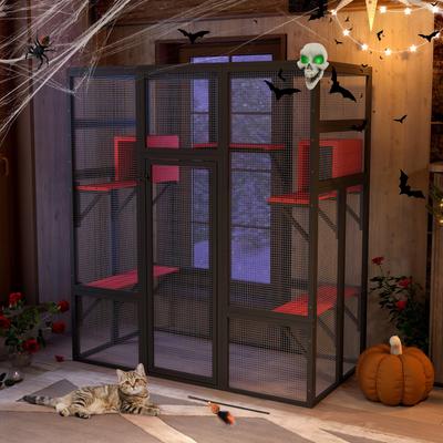 Show full view: Coziwow Catio Outdoor Gothic Cat House, Grey slide 2 of 10