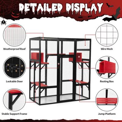 Show full view: Coziwow Catio Outdoor Gothic Cat House, Grey slide 3 of 10