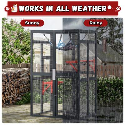 Show full view: Coziwow Catio Outdoor Cat Playpen, Black, Medium slide 7 of 9