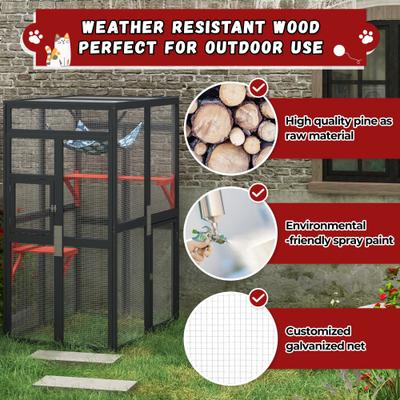 Show full view: Coziwow Catio Outdoor Cat Playpen, Black, Medium slide 3 of 9