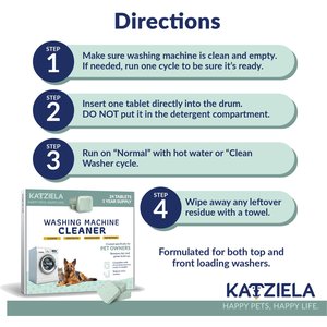 Katziela Washing Machine Cleaner Tablets for Pet Owners, 24 count