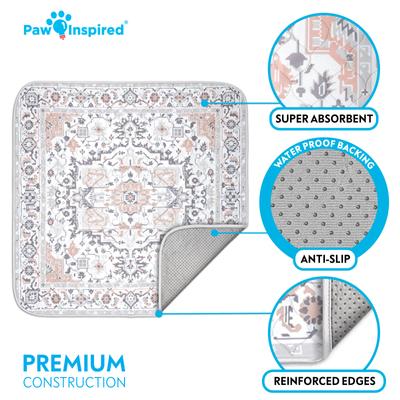 Show full view: Paw Inspired Designer Patterned Print Washable Dog Pee Pads, Light Persian, 36 x 36-in, 2 count slide 4 of 8