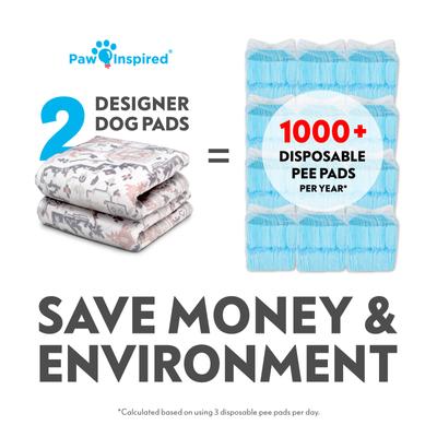 Show full view: Paw Inspired Designer Patterned Print Washable Dog Pee Pads, Light Persian, 36 x 36-in, 2 count slide 6 of 8