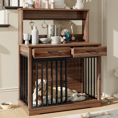 Show full view: Cesicia Furniture Style Dog Crate Table, Brown, 38.00 x 23.86 x 52.00-in slide 2 of 7