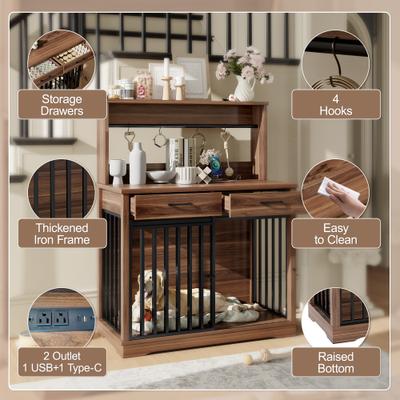 Show full view: Cesicia Furniture Style Dog Crate Table, Brown, 38.00 x 23.86 x 52.00-in slide 4 of 7