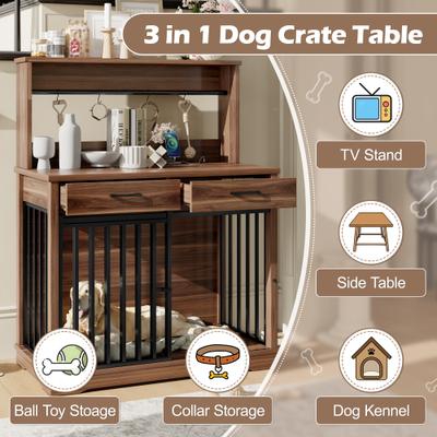 Show full view: Cesicia Furniture Style Dog Crate Table, Brown, 38.00 x 23.86 x 52.00-in slide 5 of 7