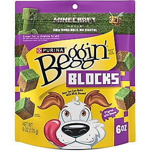 Beggin' A Minecraft Movie Blocks with Bacon Jerky Dog Treats, 6-oz pouch