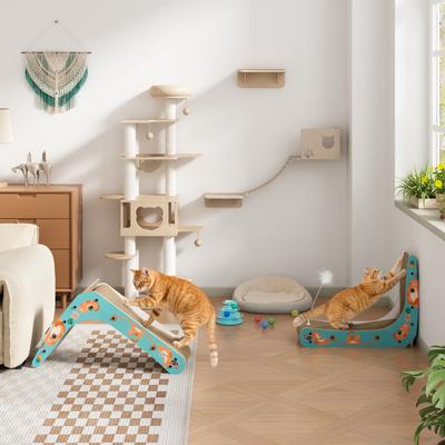 Show full view: Coziwow L-Shaped Cat Scratcher Toy, Blue slide 3 of 10