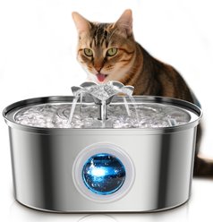 PATPET Stainless Steel Flower Flow Automatic Cat Water Fountain, 108-fl oz