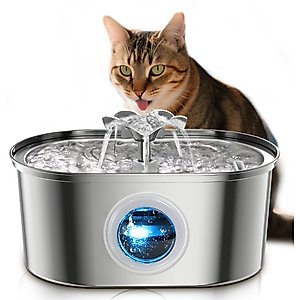 PATPET Stainless Steel Flower Flow Automatic Cat Water Fountain, 108-fl oz
