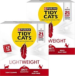 Tidy Cats Lightweight 24/7 Performance Odor Control Scented Clumping Clay Cat Litter, 34-lb bundle