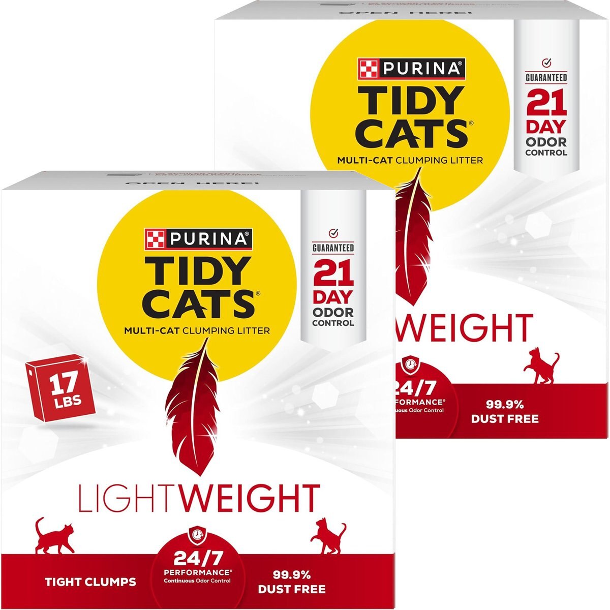 Tidy Cats Lightweight 24/7 Performance Odor Control Scented Clumping Clay Cat Litter, 34-lb bundle