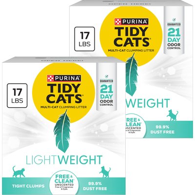 Tidy Cats Tidy Cats Lightweight Free & Clean Unscented Clumping Clay Cat Litter, 34-lb bundle (2 x 17-lb boxes)