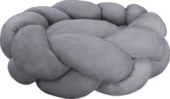 GOO-EEZ Round Braided Suede Dog Bed, Light Grey, 24 x 24-in