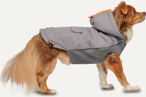 Show full view: GOO-EEZ Hooded Full Body Dog Snowsuit with Removable Pants, Light Grey/Grey, Medium slide 3 of 5