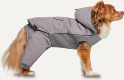 GOO-EEZ Hooded Full Body Dog Snowsuit with Removable Pants, Light Grey/Grey, Medium