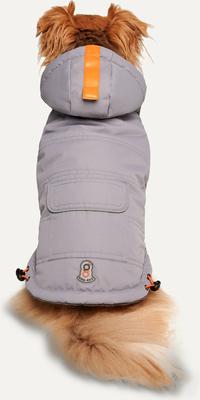 Show full view: GOO-EEZ Hooded Full Body Dog Snowsuit with Removable Pants, Light Grey/Grey, Medium slide 2 of 5