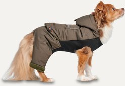 GOO-EEZ Hooded Full Body Dog Snowsuit with Removable Pants, Khaki/Black, XX-Small