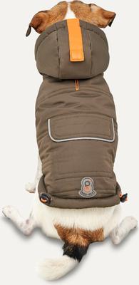 Show full view: GOO-EEZ Hooded Full Body Dog Snowsuit with Removable Pants, Khaki/Black, XX-Small slide 3 of 6