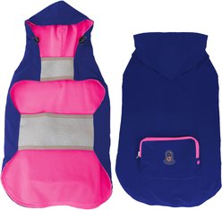 GOO-EEZ Hooded Packable Poncho Dog Raincoat, Navy/Pink, X-Large slide 2 of 4