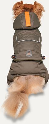 Show full view: GOO-EEZ Hooded Full Body Dog Snowsuit with Removable Pants, Khaki/Black, XX-Small slide 2 of 6