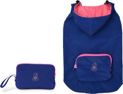 GOO-EEZ Hooded Packable Poncho Dog Raincoat, Navy/Pink, X-Large